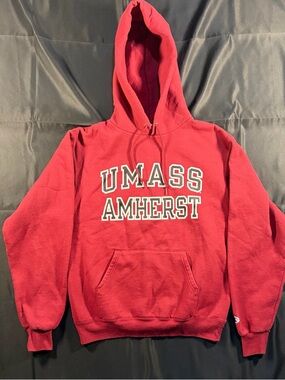 Champion Red UMass Amherst Hooded Sweatshirt